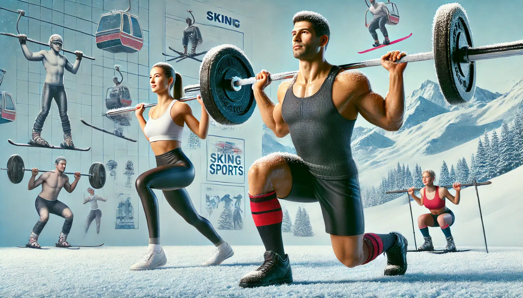 man and woman full body workout for skiing